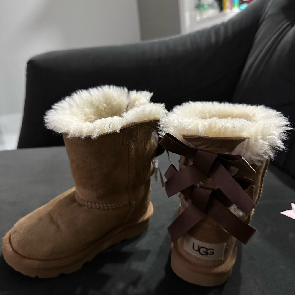 UGG Brown Shearling Boots with Bows